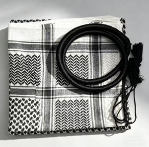 Keffiyeh Shemagh classique rouge et blanc en jacquard, foulard saoudien du Moyen-Orient - Product Image 6