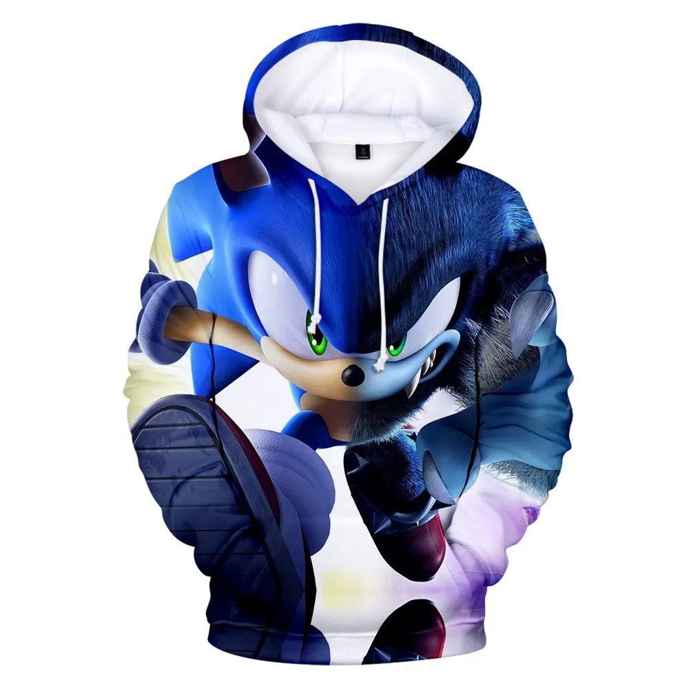 Sıcak satış sonic hoodie toptan 3d hoodie ve sweatshirt baskılı sonic fabrika satış hoodie baskılı sonic