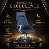 Chaise de bureau exécutive ergonomique en cuir de luxe moderne avec siège rotatif, hauteur réglable, structure en aluminium, design confortable