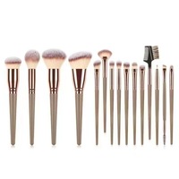 Nouvel ensemble de 15 pinceaux de maquillage en fibres synthétiques avec manches en plastique - Pinceaux pour les yeux et les lèvres, pinceaux pour fard à paupières, pinceaux pour poudre, outils de beauté