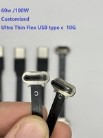 FPV datar Ultra tipis Super lembut sudut kanan atas mikro USB 90 derajat ke bawah mikro pria miring pita FPC kabel pengisian Data