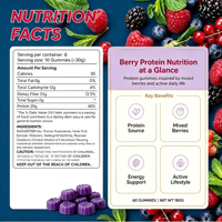 Gummies Protéinés SYC BIO aux Baies Mixtes pour Adultes, Nutrition Naturelle Premium, Complément Alimentaire Quotidien, 60 Unités, 180g, Marque Privée OEM ODM