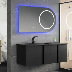 Yeni duvara monte Modern banyo Vanity tedarikçisi lüks LED ışık lavabo mutfak dolabı seti