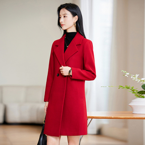 In tinta unita stile coreano cappotto lungo in lana per donna donna autunno inverno Cardigan con bottone sul risvolto Casual Design traspirante - Product Image 4