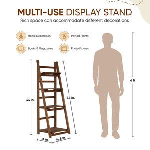 Kệ thang gỗ 4 tầng, kệ sách bằng gỗ keo đơn vị giá đỡ cho văn phòng, kệ lưu trữ keo cho phòng khách, phòng tắm - Product Image 4
