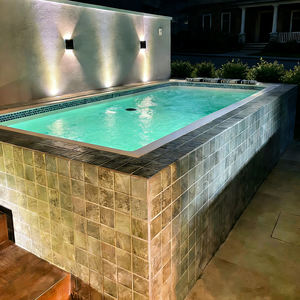 Piscine hors sol avec coin salon en bois encastré et kit complet de pompe filtrante et de cascade pré-assemblé - Product Image 4