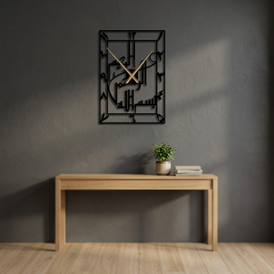 Modern Metal Wall Clock <b>Square</b> Abstract Geometric Design Silent Quartz Analog Hanging Living Room Decor - Product Image 5