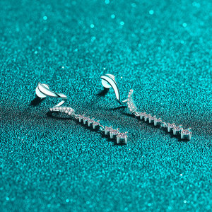 <strong>Wholesale</strong> Tassels Iced Out D Color Moissanite Earrings 925 Sterling Silver 0.63Carat Moissanite Drop Earrings for Women Wedding - Product Image 4