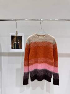 Europeo 2025 Otoño Invierno nuevo estilo Song Yuqi mismo estilo acrílico gradiente suéter cárdigan abrigo mujer largo versátil - Product Image 6