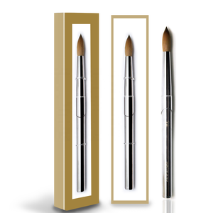 Pincel de Uñas Acrílico 3D de Lujo con Logotipo Personalizado, Mango de Metal Plateado, 100% Pelo de <span class=keywords><strong>Kolinsky</strong></span> Puro, Cabeza Redonda/Prensada para Polvo de Cristal - Product Image 1