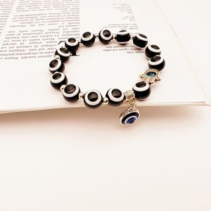 Pulsera de la Suerte Ojo Turco Multicolor Elástica con Cuentas, Joyería Unisex, Regalo, Protección Ojo Azul, Pulsera de Moda - Product Image 4