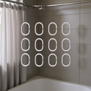 Anneaux de rideau de douche blancs, lot de 12, finition métallique, pour rideaux de bain - Product Image 3