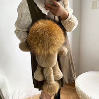 Grande peluche mignonne de lion roi en fourrure de lapin Rex véritable, cadeau original pour enfants