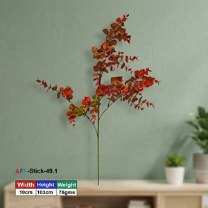 Fleurs artificielles en plastique - Bouquet d'eucalyptus rouge - Bâtons vertigènes pour usage intérieur - Modèle Stick-49.1 - Product Image 3