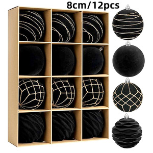 Flocking Velvet Covered Plastic <b>Christmas</b> Baubles Soft Flocked Hanging Ornaments For Xmas <b>Tree</b> Holiday Party Decor Wholesale - Product Image 2