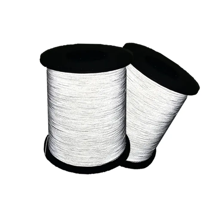 Hi VIS màu xám đôi bên có thể giặt phản quang đan sợi Pet phản ánh chủ đề cho dệt Áo len/Khăn/mũ