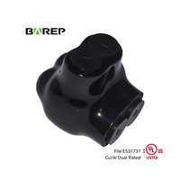 Conector de Cable Mecánico BAREP UL486A-486B Aislado de Aluminio 6061 de 2 Puertos, Multiconexión, Doble Calificación Cu/Al, de 4 AWG a 14 AWG