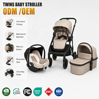 Poussette double pliable de luxe avec siège réversible, nacelle, landau de voyage pour jumeaux, chariot pour nouveau-nés