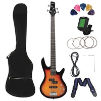 4-String Electric Bass Guitar for Beginners with Rosewood Fretboard and Beech Wood Back/Sides-Student & Home Practice