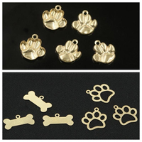 Charmes en or rempli 14 carats de haute qualité, en forme d'os de chien, empreinte de patte pour la fabrication de bijoux, pendentif