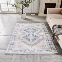 Tapis d'appoint en velours bleu cristal de style moderne, ultra doux, imperméable, antidérapant, à poils épais, fantaisie, fabriqué à la machine, toutes saisons DILAN