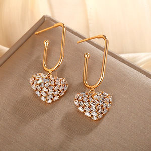 Colección de Pendientes XUPING, Pendientes Colgantes con Corazón y Circonitas Cúbicas en Baño de Oro, Joyería Romántica de Moda para Mujer, Venta al Por Mayor en China - Product Image 1