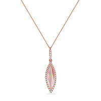Collier Pendentif Hippocampe en Nacre Rose Plaqué Or Rose pour Femme, Motif Vie Marine Tropicale