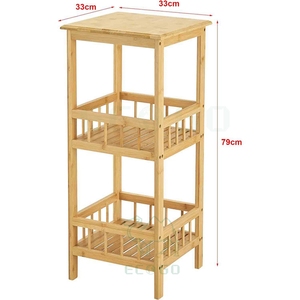 Étagère debout en bambou naturel avec étagère à 2 niveaux de taille 79x33x33 cm étagère de salle de bain - Product Image 3
