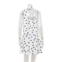 Robe d'été de luxe pour femme, sexy, asymétrique, dos nu, plissée, sans bretelles, mini-robe à pois avec ruban