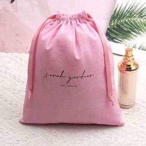 ถุงผ้าฝ้ายมัสลินปักโลโก้ตามสั่ง พร้อมเชือกผูก สำหรับใส่ของขวัญ - Product Image 3