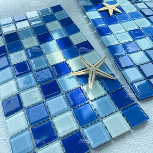 Gạch Bluwhale - Nhà cung cấp vật liệu xây dựng bể bơi trọn gói, giá xuất xưởng tại Phật Sơn, gạch kính mOSAIC hình vuông nhiều màu xanh lam dùng cho bể bơi - Product Image 5