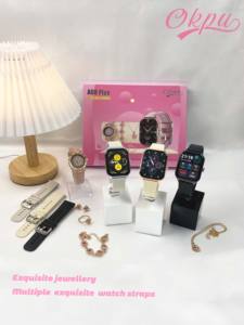 Caja de regalos de moda 6 en 1 reloj inteligente A68plus collar anillo pulsera pendientes conjunto de joyería relojes de mujer deportes A68 Plus <span class=keywords><strong>Smartwatch</strong></span> - Product Image 3