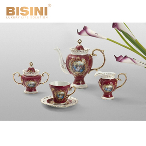 24K <span class=keywords><strong>oro</strong></span> europeo de cerámica de porcelana tarde café taza de té olla <span class=keywords><strong>en</strong></span> diseño de leopardo - Product Image 4