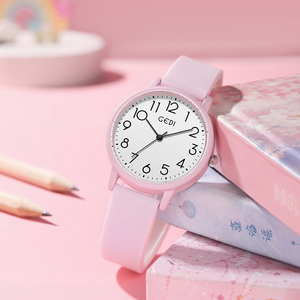 Reloj de Cuarzo Minimalista, Simple y Elegante para Mujer, Caja de Acero Inoxidable, Correa de Silicona, Pantalla Digital, Color Caramelo - Product Image 2