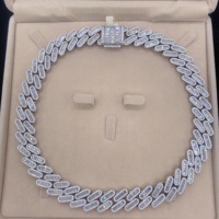 कस्टम bling baguette moissanite हीरा 925 स्टर्लिंग चांदी मियामी क्यूबा लिंक हार हिप हॉप श्रृंखला हार