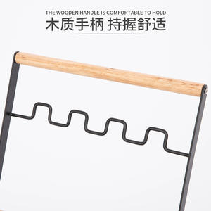 Soporte plegable de metal para bolsas de basura con mango de madera para acampar y uso al aire libre, soporte de almacenamiento plegable - Product Image 4