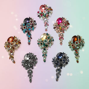 Broche largo de borla de moda para mujer con diamantes de imitación broche de cristal grande exagerado para mujer joyería de ropa de flores - Product Image 1