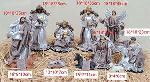 2023 novedades conjunto de Natividad de resina estatuilla religiosa artesanía estatuas cristianas con tela para regalos de Navidad - Product Image 4