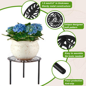 Support d'angle robuste en fer thermolaqué pour plantes d'intérieur/extérieur avec trous de drainage, idéal pour balcon et pot de fleurs - Vente en gros - Product Image 3