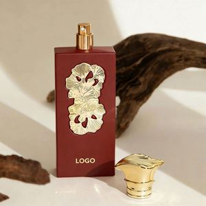 High Quality Luxury Perfume Bottle with 3D Silver Ginkgo Leaf Design Arab Style Empty Bottle with Premium Black <b>Gift</b> <b>Box</b> - Product Image 1