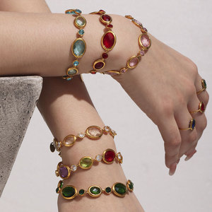 Luxury 316L Stainless Steel 14k 18k Gold Plated Women's Fashion <b>Bracelet</b> & Bangles Colorful <b>Gemstone</b> <b>Bracelet</b> for Women - Product Image 4