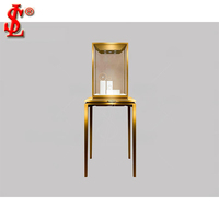 Comptoir de caisse de boutique de détail moderne en acier inoxydable doré, personnalisable, écologique, avec vitrine LED en verre pour présentation de bijoux