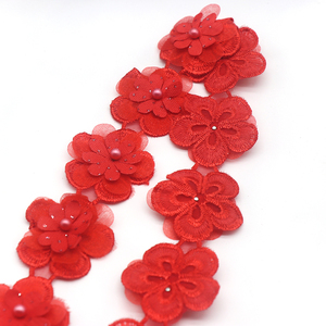 4.5cm Width Pearl Flower Beaded <strong>Embroidery</strong> DIY Accessories Sewing <strong>Material</strong> Just a Trim Bride Lace Trim Fabrics for Dresses - Product Image 3