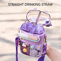 Bouteille d'eau sportive portable 2-en-1 grande capacité avec double compartiment anti-fuite en plastique pour enfants – Nouveauté en gros