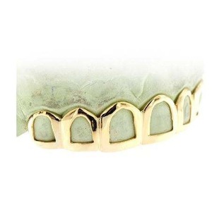 Personnalisé Open Face Grillz 6 Dents Jaune Or Argent Glacé Dents Caps Fine Piercing Bijoux pour Hommes Femmes Moissanite Style Rappeur - Product Image 2