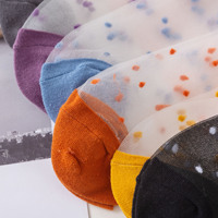 Chaussettes transparentes élastiques en dentelle à pois, étoiles scintillantes et cristaux, douces et de haute qualité, pour femme, collection été 2024