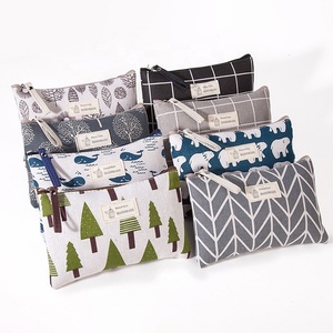 Meilleure vente! Sac à cosmétiques en lin et toile de bonne qualité, pochette de maquillage en Nylon avec pochette à l'intérieur et sacs pour téléphone portable à fermeture éclair - Product Image 1