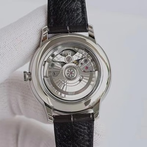Montre homme automatique mécanique fonctionnelle ultra-luxe Prestige, cadran gris soleil, boîtier en acier, bracelet en cuir noir, aiguilles or rose, date - Product Image 5