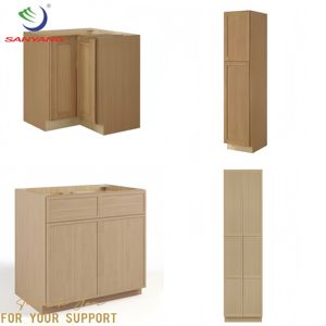 Projet d'appartement aux États-Unis Shaker mince bon marché armoire de cuisine en chêne blanc armoire de cuisine modulaire de luxe meuble de rangement pour la maison - Product Image 1