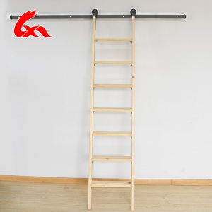 Escalera deslizante recta de madera maciza, hardware, biblioteca, escalera, pista, escalera de roble blanco <span class=keywords><strong>DIY</strong></span> - Product Image 4